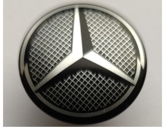 Minifigure, Shield Circular Convex Face with Silver Grille and Mercedes-Benz Logo Pattern