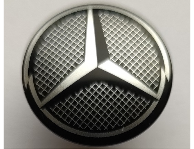 Minifigure, Shield Circular Convex Face with Silver Grille and Mercedes-Benz Logo Pattern