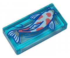 Tile 1 x 2 with White Koi Fish with Coral Spots Pattern