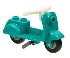 Scooter with Dark Bluish Gray Stand, White Angular Handlebars and Light Bluish Gray Wheels