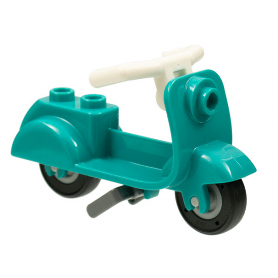 Scooter with Dark Bluish Gray Stand, White Angular Handlebars and Light Bluish Gray Wheels
