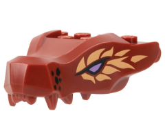 Dragon Head (Ninjago) Jaw with 2 Bar Handles on Back with Lavender Eyes and Nougat Scales Pattern