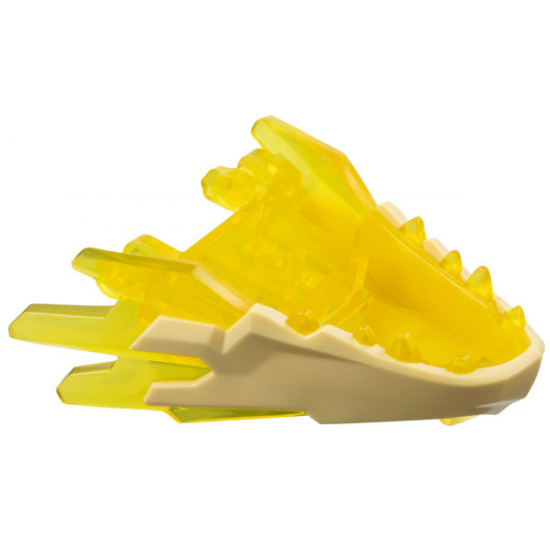 Dragon Head (Ninjago) Jaw with Spikes, 4 Studs and 2 Bar Handles with Molded Tan Face Pattern
