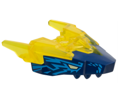 Dragon Head (Ninjago) Jaw Upper with Horns with Molded Dark Blue Face and Printed Tan Eyes and Dark Azure Electricity Pattern