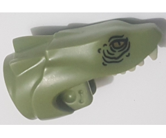 Serpent Basilisk Head with Yellow Eyes, Black Wrinkles and White Teeth Pattern