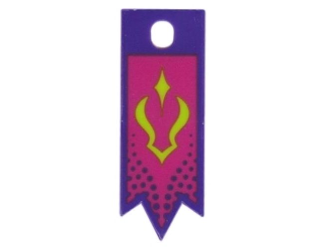 Plastic Part for Sets 41179 and 41180 - Dark Purple and Magenta Flag with Lime Elves Symbol Pattern