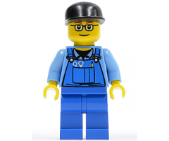 Overalls with Tools in Pocket Blue, Black Cap, Glasses