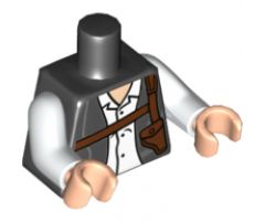 Torso Female Jacket with White Button Up Shirt and Dark Brown Shoulder Holster Pattern / White Arms / Light Nougat Hands