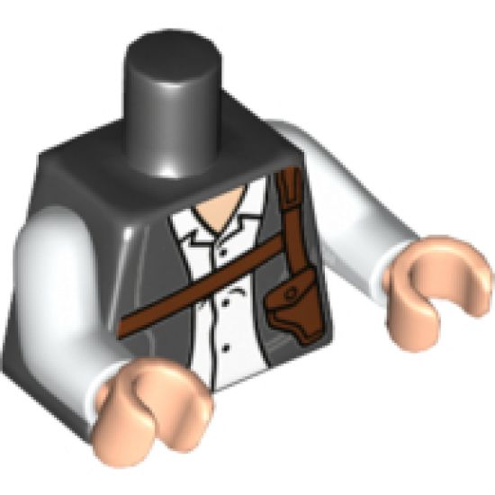 Torso Female Jacket with White Button Up Shirt and Dark Brown Shoulder Holster Pattern / White Arms / Light Nougat Hands