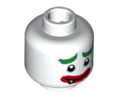 Minifigure, Head Dual Sided Green Eyebrows, Medium Blue Eye Shadow, Thick Red Lips, Smile with Sharp Tooth / Very Sad Frown Pattern - Hollow Stud