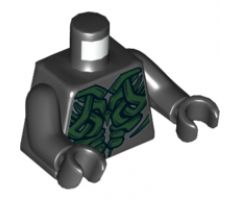 Torso Alien with Dark Green Armor Scales Pattern / Black Arms / Black Hands