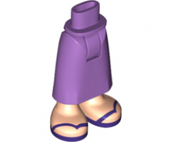 Mini Doll Hips and Skirt Long, Light Nougat Legs and Dark Purple Sandals Pattern - Thick Hinge