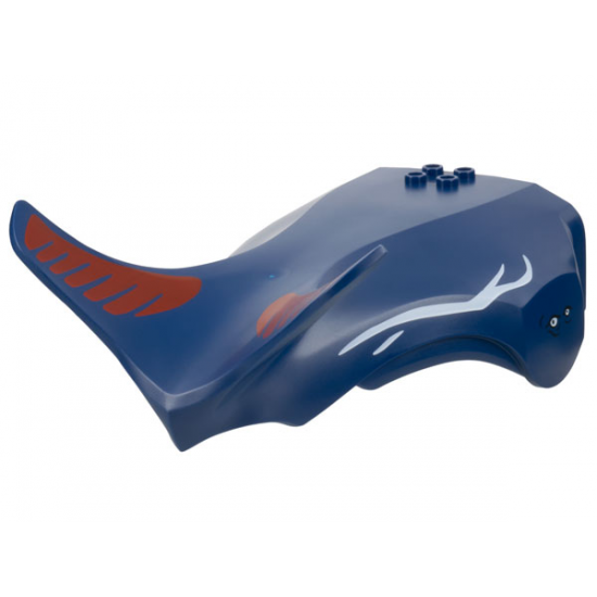 Tulkun Na'Vi Whale Head Jaw Upper with 4 White Eyes and Stripes, Red Markings Pattern