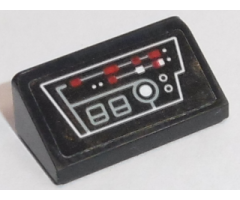 Slope 30 1 x 2 x 2/3 with Gray Circuitry and Red and White Buttons Pattern (Sticker) - Set 75190