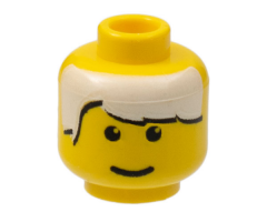 Minifigure, Head Male White Bangs Pattern