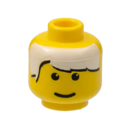 Minifigure, Head Male White Bangs Pattern