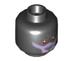 Minifigure, Head Dual Sided Alien Female with Red Eyes, Lavender Lower Face, Smiling / Scowling Expression Pattern - Hollow Stud