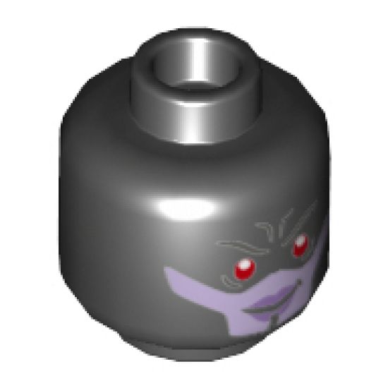 Minifigure, Head Dual Sided Alien Female with Red Eyes, Lavender Lower Face, Smiling / Scowling Expression Pattern - Hollow Stud