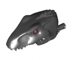 Animal, Body Part Dinosaur Head Indoraptor with Pin, Dark Tan Teeth, Red Eyes Pattern