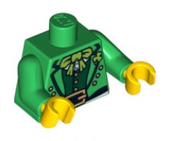 Torso Suit Jacket with Dark Green Vest, Lime Bow Tie and Gold Belt Buckle Pattern / Green Arms / Yellow Hands