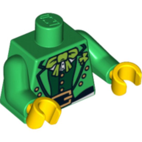Torso Suit Jacket with Dark Green Vest, Lime Bow Tie and Gold Belt Buckle Pattern / Green Arms / Yellow Hands
