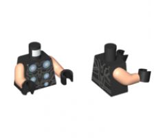 Torso Armor with 6 White Disks and Light Bluish Gray Lines Pattern / Light Nougat Arms / Black Hands