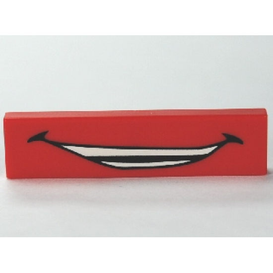 Tile 1 x 4 with Smile Open Mouth Pattern