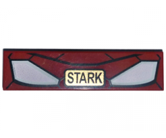 Tile 1 x 4 with Iron Man Mask and Gold 'STARK' Pattern