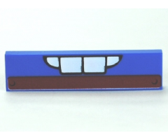Tile 1 x 4 with White Teeth and Dark Red Stripe Pattern (Ivan Mater)