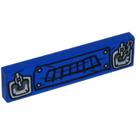 Tile 1 x 4 with Black Grille and Silver Attached Chains Pattern