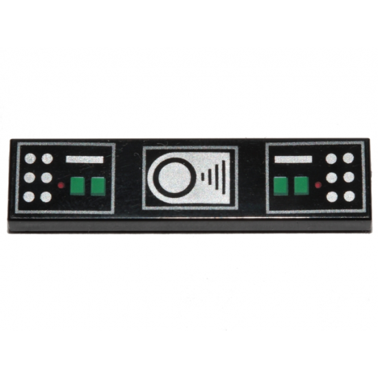 Tile 1 x 4 with Control Panels with Green, Red and Silver Lights and Buttons Pattern (BrickHeadz Darth Vader Belt)