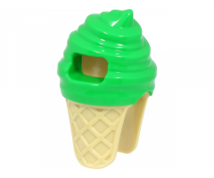 Minifigure, Headgear Head Cover, Costume Ice Cream with Molded Tan Cone Pattern