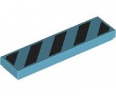 Tile 1 x 4 with 5 Black Danger Stripes (No Black Corners) Pattern