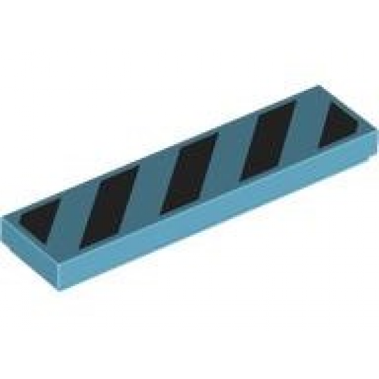 Tile 1 x 4 with 5 Black Danger Stripes (No Black Corners) Pattern
