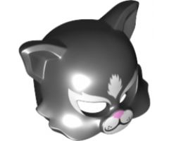 Minifigure, Headgear Mask Cat with White Muzzle and Highlights, Pink Nose Pattern