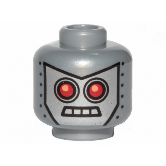 Minifigure, Head Alien with Red Eyes, 4 Mouth Squares and Rivets Pattern