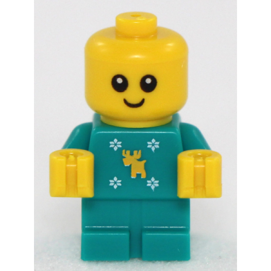 Baby - Dark Turquoise Body with Moose and Snowflakes and Yellow Hands