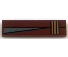 Tile 1 x 4 with Gray Triangle and Three Orange Stripes Pattern