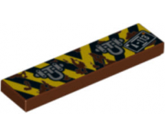 Tile 1 x 4 with Black and Yellow Danger Stripes, Silver Tow Rings and 'A-113' (Black Corners) Pattern