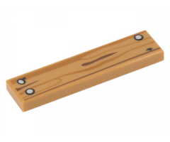 Tile 1 x 4 with Wood Grain and 3 Silver Nails Pattern