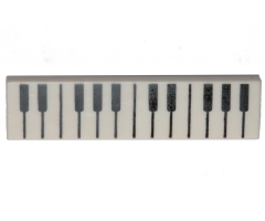 Tile 1 x 4 with Black and White Piano Keys Pattern