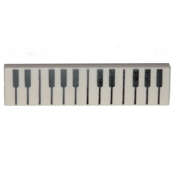 Tile 1 x 4 with Black and White Piano Keys Pattern