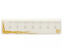 Tile 1 x 4 with Ruler with Gold Trim Pattern