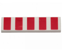Tile 1 x 4 with 5 Red Wide Stripes Pattern