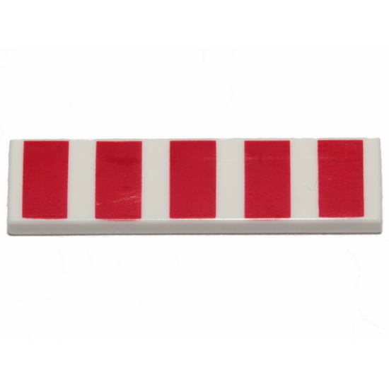 Tile 1 x 4 with 5 Red Wide Stripes Pattern