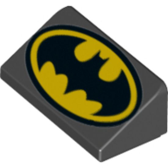 Slope 30 1 x 2 x 2/3 with Batman Logo Pattern (Head Facing Thick End of Slope)