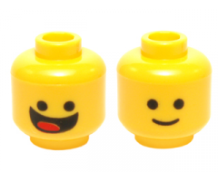 Minifigure, Head Dual Sided Black Standard Eyes, Smile with Tongue / Standard Grin Pattern (Benny)