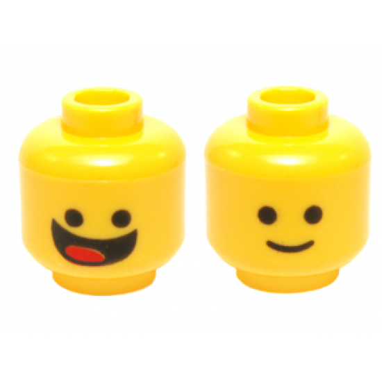Minifigure, Head Dual Sided Black Standard Eyes, Smile with Tongue / Standard Grin Pattern (Benny)