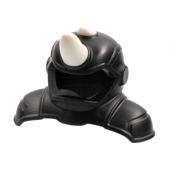 Minifigure, Headgear Helmet with Shoulder Pads with White Rhinoceros Horns Pattern