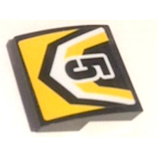 Slope, Curved 2 x 2 with Black Number 5 and Yellow and Black Pattern (Sticker) - Set 60148